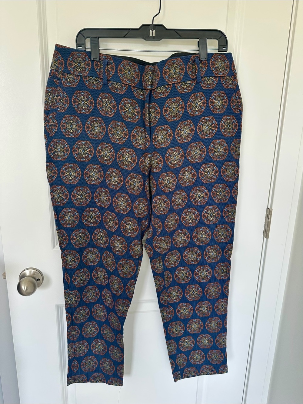 LOFT Julie Fit Navy Blue Geometric Pants
